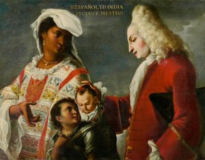 Spanier und Indianer erzeugen einen Mestizen, ca. 1715